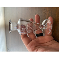 VTG Clear Floral Etched Glass Perfume Bottle W/Stopper 7"H