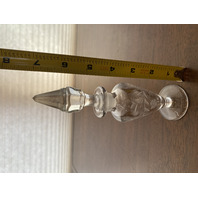 VTG Clear Floral Etched Glass Perfume Bottle W/Stopper 7"H