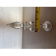 VTG Clear Floral Etched Glass Perfume Bottle W/Stopper 7"H