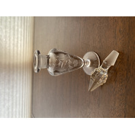 VTG Clear Floral Etched Glass Perfume Bottle W/Stopper 7"H