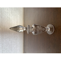 VTG Clear Floral Etched Glass Perfume Bottle W/Stopper 7"H