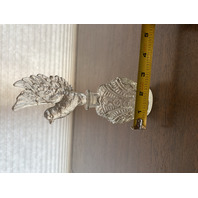VTG Clear Glass Perfume Bottle W/Bird Stopper 7.25"H