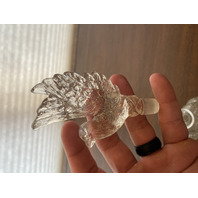 VTG Clear Glass Perfume Bottle W/Bird Stopper 7.25"H