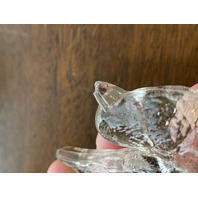 VTG Clear Glass Perfume Bottle W/Bird Stopper 7.25"H