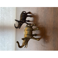 PAIR Of Heavy Brass TRUNK UP Elephant Figurines