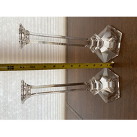 PAIR Of VTG VAL ST LAMBERT Crystal ELYSEE Candlesticks SIGNED 11"H BELGIUM