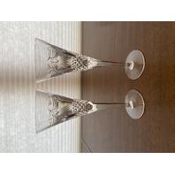 PAIR Of WATERFORD Crystal PEACE Champagne Flutes 9.25"H SIGNED