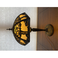 ANTIQUE ART NOUVEAU HEAVY Carmel Slag Glass Electric Table Lamp 23.5"H