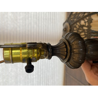 ANTIQUE ART NOUVEAU HEAVY Carmel Slag Glass Electric Table Lamp 23.5"H