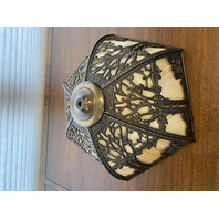 ANTIQUE ART NOUVEAU HEAVY Carmel Slag Glass Electric Table Lamp 23.5"H