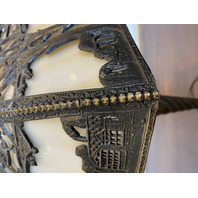 ANTIQUE ART NOUVEAU HEAVY Carmel Slag Glass Electric Table Lamp 23.5"H