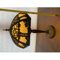 ANTIQUE ART NOUVEAU HEAVY Carmel Slag Glass Electric Table Lamp 23.5"H