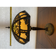 ANTIQUE ART NOUVEAU HEAVY Carmel Slag Glass Electric Table Lamp 23.5"H