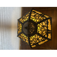 ANTIQUE ART NOUVEAU HEAVY Carmel Slag Glass Electric Table Lamp 23.5"H