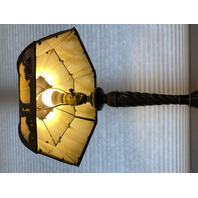 ANTIQUE ART NOUVEAU HEAVY Carmel Slag Glass Electric Table Lamp 23.5"H