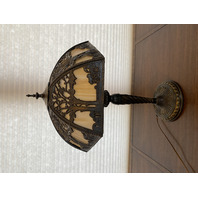 ANTIQUE ART NOUVEAU HEAVY Carmel Slag Glass Electric Table Lamp 23.5"H