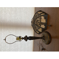 ANTIQUE ART NOUVEAU HEAVY Carmel Slag Glass Electric Table Lamp 23.5"H