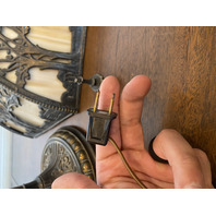 ANTIQUE ART NOUVEAU HEAVY Carmel Slag Glass Electric Table Lamp 23.5"H