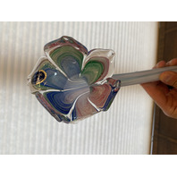 Large Vase With 11 MURANO Multicolored Large Art Glass Flowers SET (12)