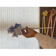 Large Vase With 11 MURANO Multicolored Large Art Glass Flowers SET (12)