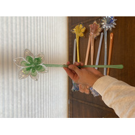 Large Vase With 11 MURANO Multicolored Large Art Glass Flowers SET (12)