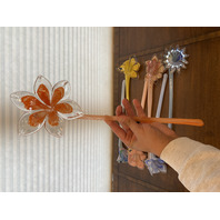 Large Vase With 11 MURANO Multicolored Large Art Glass Flowers SET (12)