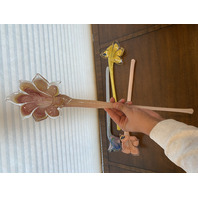 Large Vase With 11 MURANO Multicolored Large Art Glass Flowers SET (12)