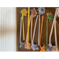 Large Vase With 11 MURANO Multicolored Large Art Glass Flowers SET (12)