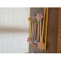 Large Vase With 11 MURANO Multicolored Large Art Glass Flowers SET (12)