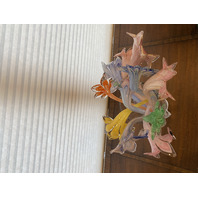 Large Vase With 11 MURANO Multicolored Large Art Glass Flowers SET (12)