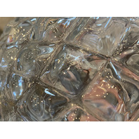 VTG Clear Diamond Quilted Glass Electric Lamp Base 11.75"H