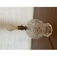 VTG Clear Diamond Quilted Glass Electric Lamp Base 11.75"H