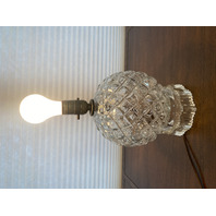 VTG Clear Diamond Quilted Glass Electric Lamp Base 11.75"H