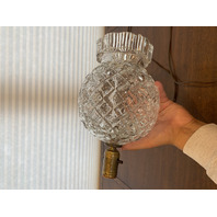 VTG Clear Diamond Quilted Glass Electric Lamp Base 11.75"H