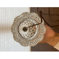 VTG Clear Diamond Quilted Glass Electric Lamp Base 11.75"H