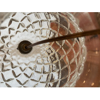 VTG Clear Diamond Quilted Glass Electric Lamp Base 11.75"H