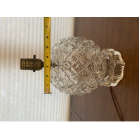 VTG Clear Diamond Quilted Glass Electric Lamp Base 11.75"H