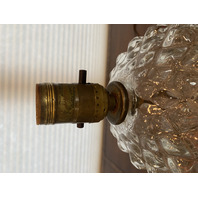 VTG Clear Diamond Quilted Glass Electric Lamp Base 11.75"H