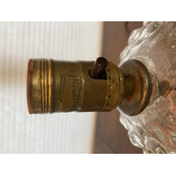 VTG Clear Diamond Quilted Glass Electric Lamp Base 11.75"H