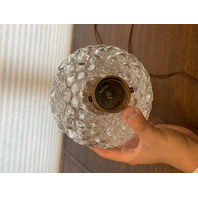 VTG Clear Diamond Quilted Glass Electric Lamp Base 11.75"H