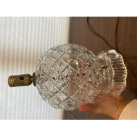 VTG Clear Diamond Quilted Glass Electric Lamp Base 11.75"H