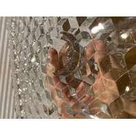 VTG AMERICAN FOSTORIA Cubist Square Glass Cake Plate W/Rum Well 10"W