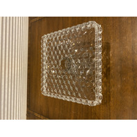 VTG AMERICAN FOSTORIA Cubist Square Glass Cake Plate W/Rum Well 10"W