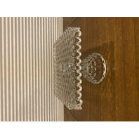 VTG AMERICAN FOSTORIA Cubist Square Glass Cake Plate W/Rum Well 10"W