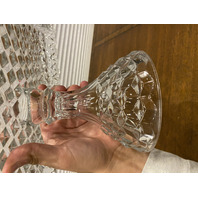 VTG AMERICAN FOSTORIA Cubist Square Glass Cake Plate W/Rum Well 10"W