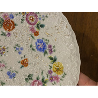 RARE ANTIQUE MEISSEN Hand Painted Floral Porcelain Plate 8.75"W SIGNED