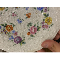 RARE ANTIQUE MEISSEN Hand Painted Floral Porcelain Plate 8.75"W SIGNED