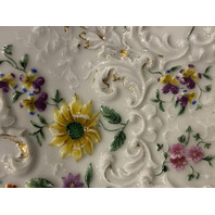 RARE ANTIQUE MEISSEN Hand Painted Floral Porcelain Plate 8.75"W SIGNED