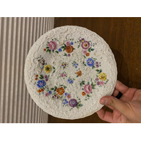 RARE ANTIQUE MEISSEN Hand Painted Floral Porcelain Plate 8.75"W SIGNED