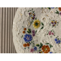 RARE ANTIQUE MEISSEN Hand Painted Floral Porcelain Plate 8.75"W SIGNED